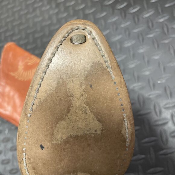 Vintage RARE 1970s Tall Leather Dingo Stacked Heel Boots Embroidered Phoenix 6.5 - Picture 6 of 12